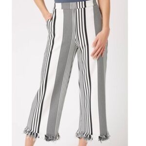 Abbeline navy blue  & White Striped Cropped high waisted  Pants